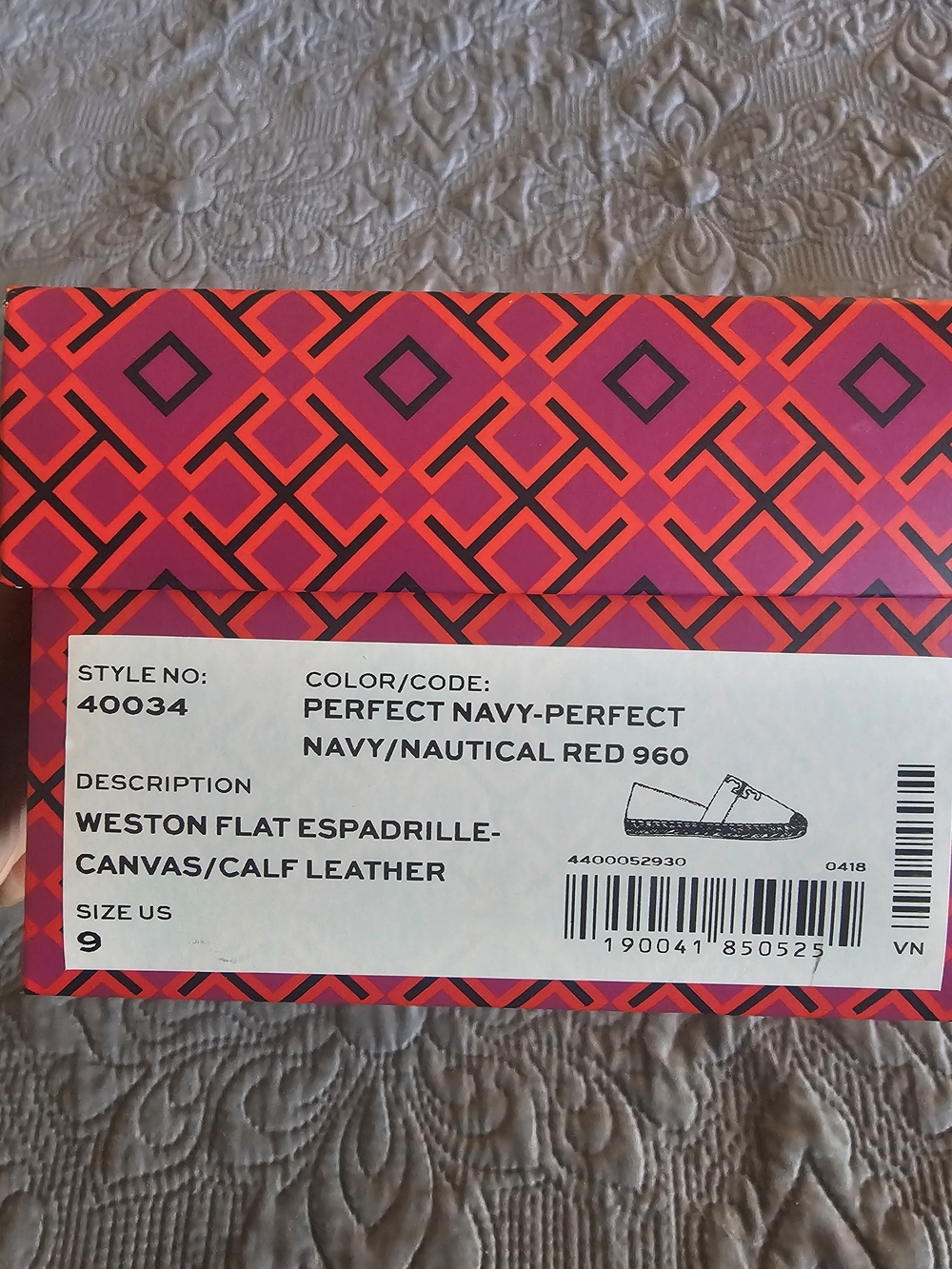 Tory Burch Navy Espadrille with Coral Logo - Picture 6 of 6